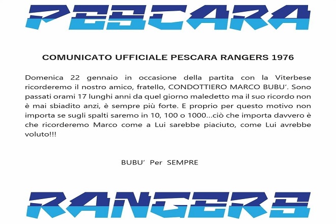 COMUNICATO UFFICIALE PESCARA RANGERS 1976, 19/01/2023